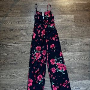 Windsor Rose Jumpsuit with Deep V Neckline